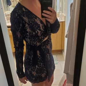 NWT Lilly Pulitzer Navy Tiki Wrap Romper